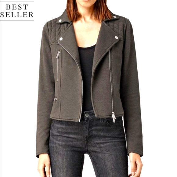 All Saints Jackets & Blazers - All Saints Kit Biker Sweats Moto Zip Up